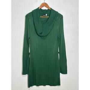 VTG Frederick’s of Hollywood Cowl Neck Body Sweater Dress S Forest Green Glam